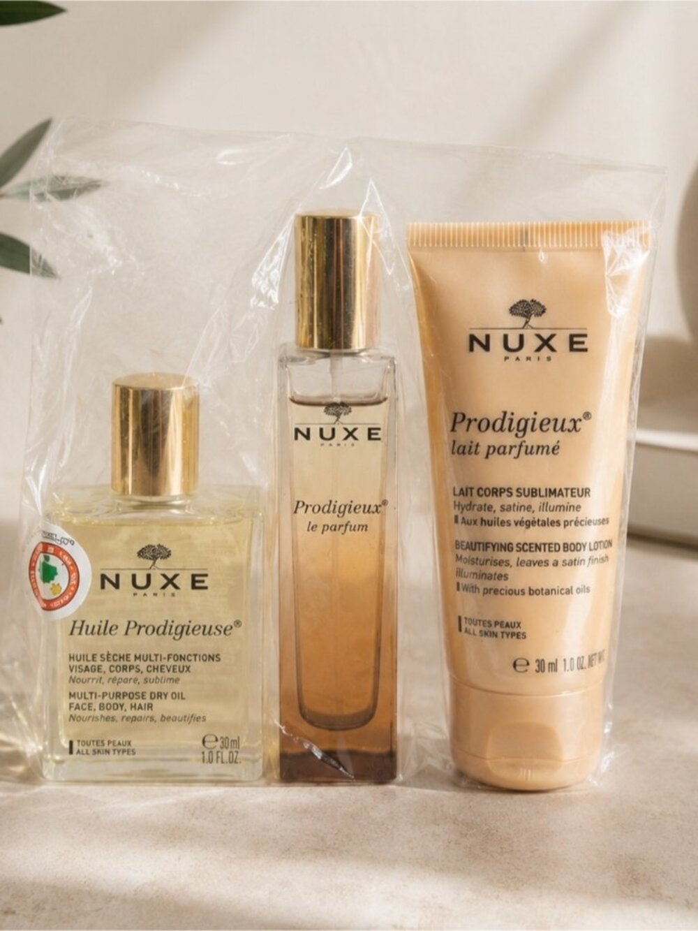 NUXE Prodigieux Travel Gift Set Perfume Dry Oil Body Lotion 3 Piece